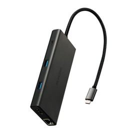 Elecom DST-W03 USB-C Hub Docking Station 10 in 1 PD Support 100W LAN Port HDMI 4K60Hz High Speed Data Transfer 10Gbps SD/MicroSD Black
