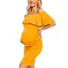 VmSlyii Ruffle Off Shoulder Maternity Dress Ruched Side Bodycon Pregnancy