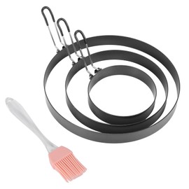 Qeunrtiy Non-Stick Egg Rings, 4 & 6 & 8 Pancake Rings, Fried Egg Poacher, Egg Cooking Mould with Oil Brush for Eggs, Omelette, Muffin