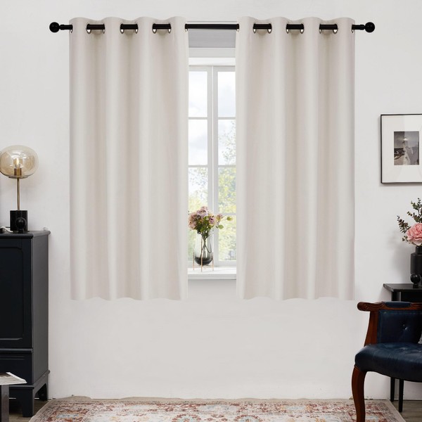 Deconovo 100% Blackout Lightweight Faux Linen Curtains for Bedroom Noise