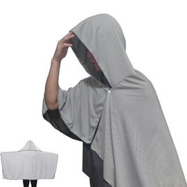 Heat Prevention Item, Cooling Poncho, Cooling Towel, Cooling Face Cover, UV Protection, Over 95%, Antibacterial, Deodorization, 27.6 x 55.1 inches (70 x 140 cm), Blue, Cold Hooded Towel, Seaside,