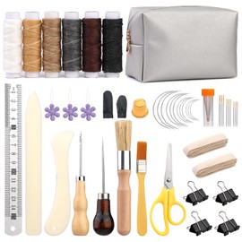 Wankon 49 Pieces Bookbinding Set for Beginners, Bookbinding Tools, Book Making Kits, Bookbinding Supplies with Wax Thread, Folder, Paper Awl, Binding Tape, Bookbinding Storage Bag for Bookbinding