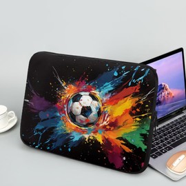 Showudesigns Soccer Laptop Sleeve Bag for Men Computer Sleeve 15 inch Laptop Tie Dye Laptop Accessories Glad for Business Trip,Work Accessory Bag Black