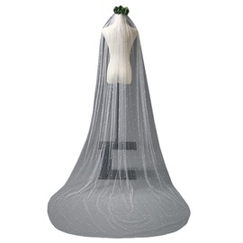 azaleas Wedding Bridal Veil with Comb 1 Tier Cut Edge Fingertip&Cathedral Length Pearl(V05)