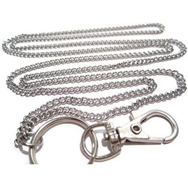 ATLanyards long Large Just a Plain Chain Lanyard - Longer Stainless Steel Badge Holder