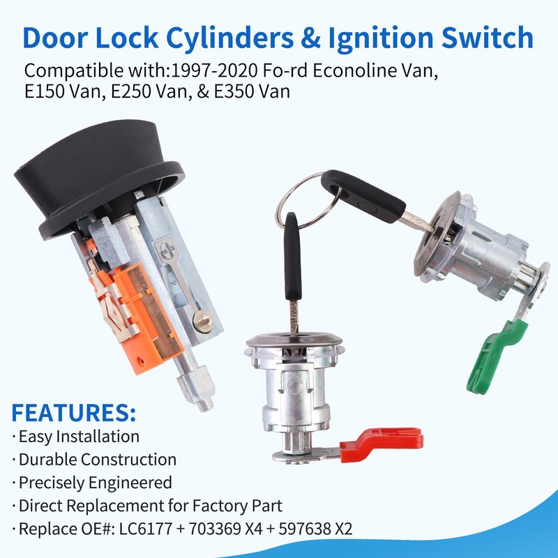 Tektall Ignition Switch Lock Cylinder Door Lock Cylinder with Key
