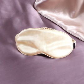 THXSILK Silk Sleep Eye Mask with Elastic Strap 25 Momme, Extremely Soft & Smooth, Blindfold for Full Night Sleep, Travel, Nap (Champagne)