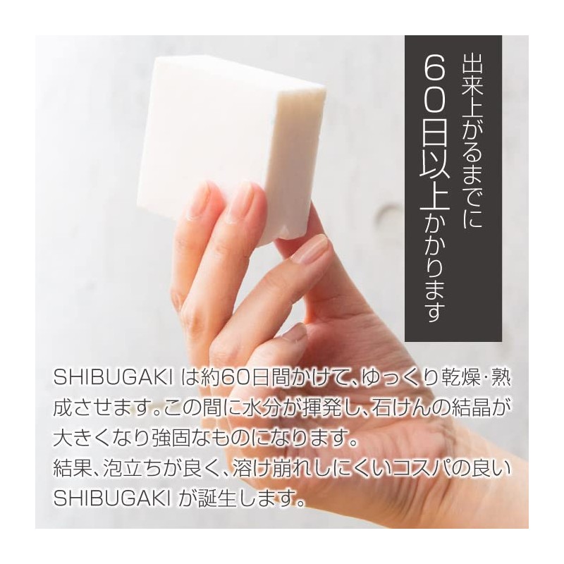 SHIBUGAKI Solid Soap, 3.8 oz (80 g), Face Wash, Men's,