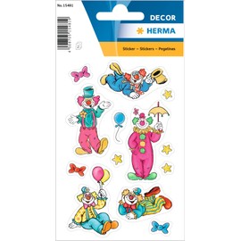 HERMA 15481 Stickers Clowns Glitter Small Large Pack of 26 Circus Stickers with Balloons Stars Circus Motif, Children's Labels for Photo Album Diary Scrapbooking Birthday Invitation Decoration Letters