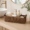 Rattanzenith Water Hyacinth Toilet Tank Basket with Wood Handles, Brown