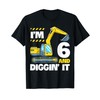 Construction Truck 6th Birthday 6 Years Old Digger Excavator T-Shirt