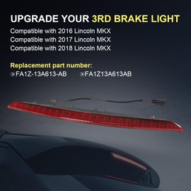 RALZAOTO FA1Z-13A613-AB 3rd Brake Light LED High Mount Stop Light Compatible with 2016-2018 Lincoln MKX Replace FA1Z13A613AB Third Brake Light