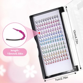 Qianyu Glitter Lash Extensions Laser 12 Colored Wide Individual Mix Spike 15mm Eyelash Extension Professional Supplies D Curl DIY Eyelash Extensions Single Classic Eye Lash for Personal Makeup