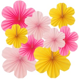 EDLMKM 9 Pcs Paper Flowers Decoration for Wall, Hanging Paper Fans Decoration, Papers Floral Backdrop Decor, for Baby Showers Birthdays and Summer Events