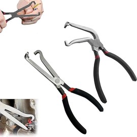 Electrical Disconnect Pliers, Upgraded 37960 Electrical Connector Pliers for Cars(1*Straight&1 * 60°Bend), 8in Automotive Tools Fuel Line Tools with Anti-Slip Grip for Push Tab Style Plugs (2pcs)