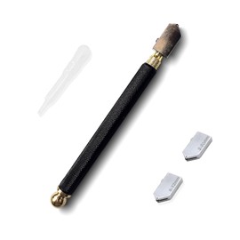 youkzuan Glass Cutter 2mm-20mm, Professional Carbide Tungsten Glass Cutters Tools, Brass Oil Fed Pencil Style Glass Cutting Tool for Tiles, Mosaic, Mirror
