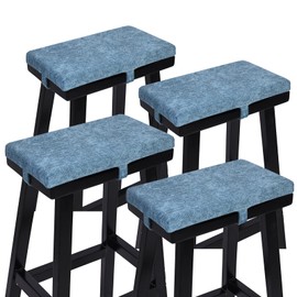 baibu Set of 4 Rectangle Bench Stool Cushion, Non-Slip Saddle Stool Pads Bar Stool Cushion with Machine Washable Cover - Only 4 Pads (Blue, 18x9.5x1.5in)