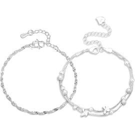 Pulsera de Perlas Mariposa, Pulsera Water Wave, Pulsera de Plata 925 para Mujer, Apilable y Ponible, Cumpleaños Pulsera Joyeria Accesorios Ajustable en Capas para Novia, Amiga y Mama