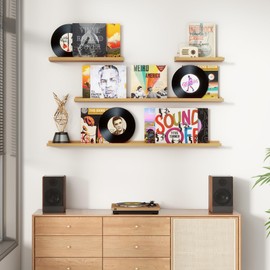 Floating Picture Ledge Shelves for Wall Set of 4, 24 Inch Solid Wood Wall Shelves with Lip Long Large Nursery Book Shelf for Toys Storage Kids Bookshelf Wall Mounted Living Room Bedroom Decor Frames