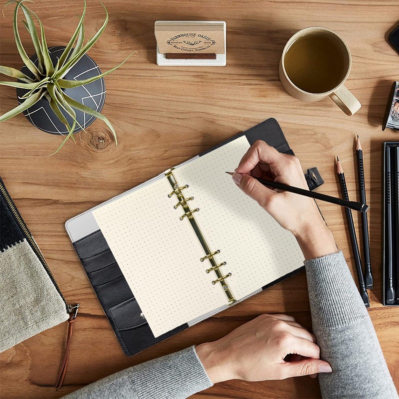 Spiral Notebook Refill,6 Ring Binder Refill,for Filofax/Personal Journal,Doted Paper 45sheets/90