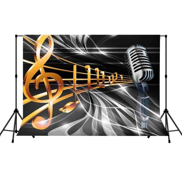 LYLYCTY 5x3ft Music Notes Backdrop Red Light Photography Background for