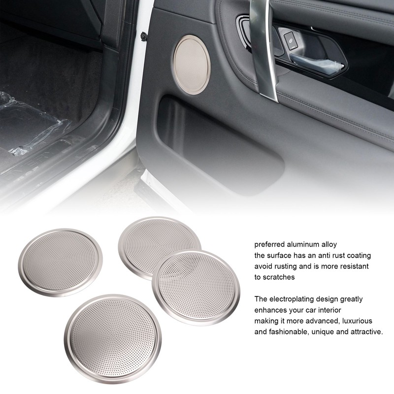 4PCS Door Speaker Grille Cover Round Aluminium Alloy Replacement for