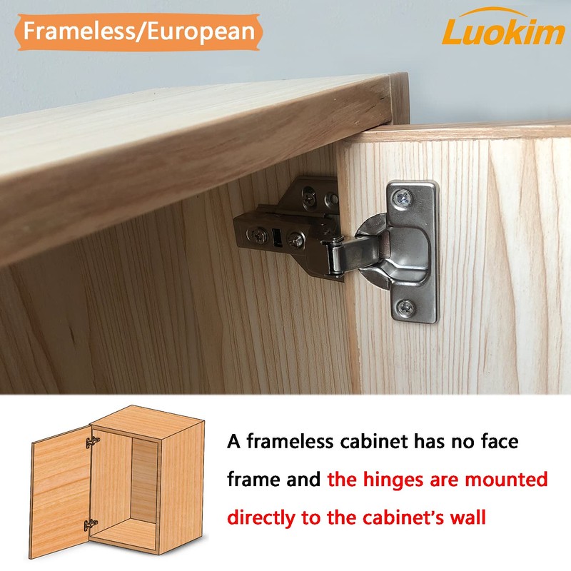 Luokim 2 Pack 1 Pairs Frameless Kitchen Cabinet Hinges Soft