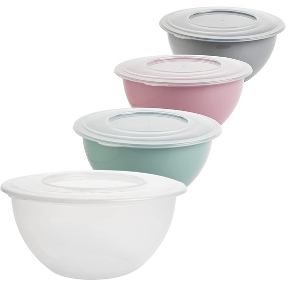 Pastel Bowl with Lid 5 L, Set of 4, Salad