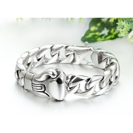 JewelryWe Fathers Day Gift Mens Stainless Steel Boxing Glove Link Bracelet Silver Polished