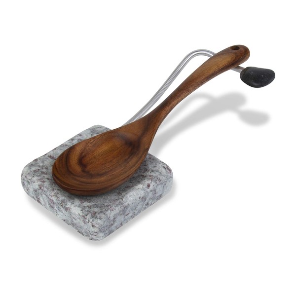 Granite Utensil Rest with Wooden Spoon Included. Holds Most Kitchen