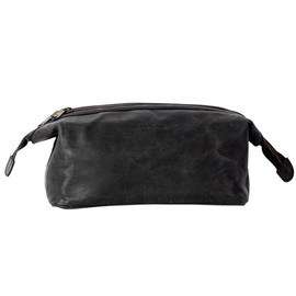 HOLZRICHTER Berlin Toiletry Bag (M) - Premium Leather Toiletry Bag, black anthracite, Toiletry bag