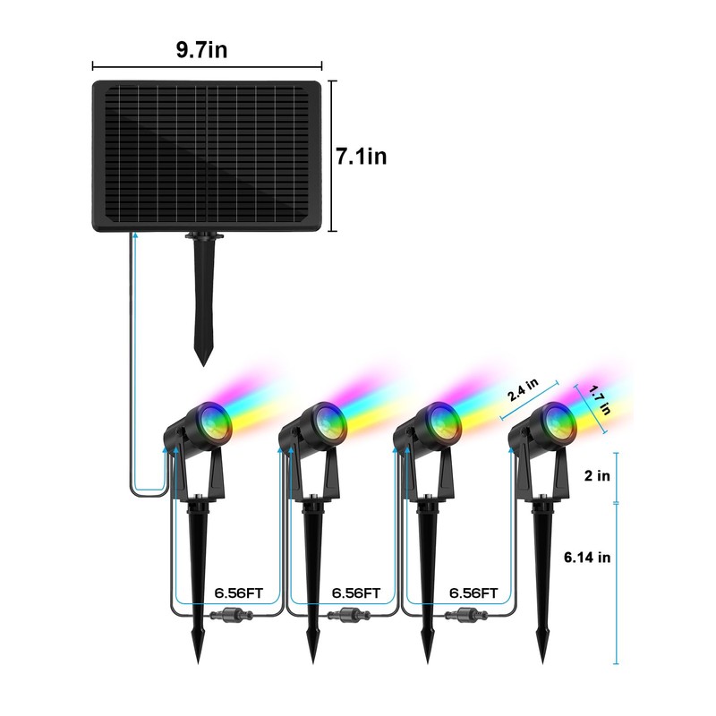 ZYAN Solar Color Changing Outdoor Spotlights with Remote, IP65 Waterproof