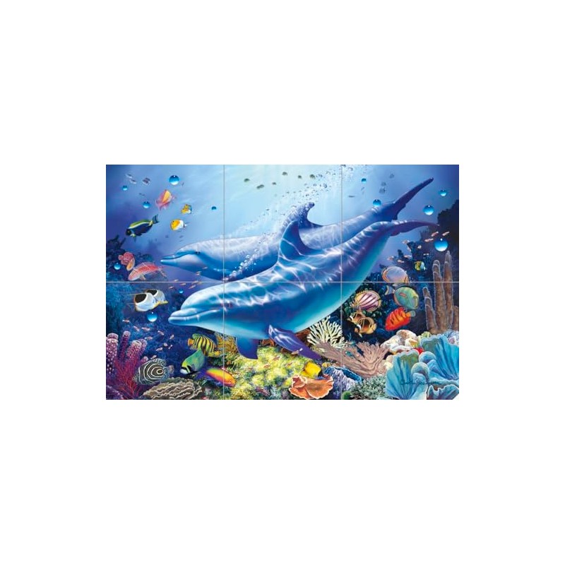 Ceramic Backsplash Tile Mural Dolphin Whale Underwater Ocean Fish Kitchen/Bathroom/Shower