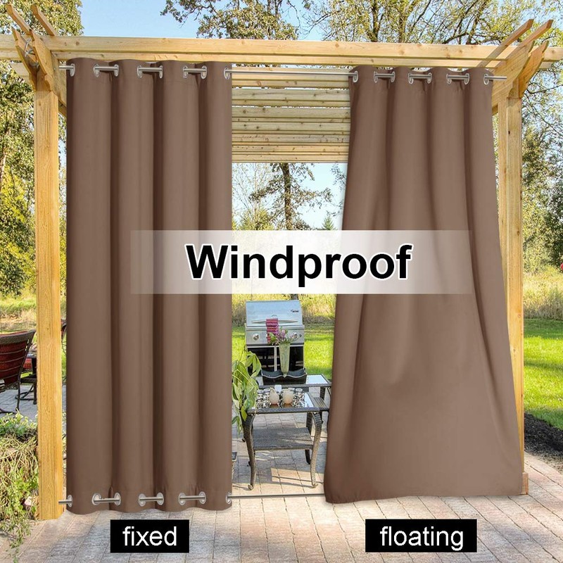 NICETOWN 2 Panels Weighted Blackout Curtains Patio Waterproof, Thermal Insulated