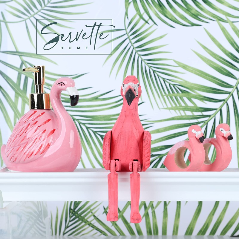 Flamingo Shelf Sitters with Dangling Legs for Home décor (Pink)