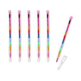 Pack of 6 Stackable Colouring Pencils for Children, Wax Crayons, Stackable, Building Block Colouring Pencils, Wax Crayons, Colour Changing Pencils, Pluggable Colouring Pencils, Wax Crayons for