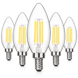 MAXvolador Dimmable E12 Candelabra LED Light Bulbs 60W Equivalent, Neutral White 4000K, 600LM LED Chandelier Bulb, B11 Candle Light Bulbs, Pack of 5