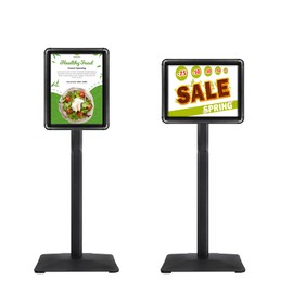 STANDNEE Heavy-Duty 8.5x11 in Floor Stand Holder, Poster Display With PVC Sheet & Heavy-Duty Pedestal, Aluminum Standing Sign, Black