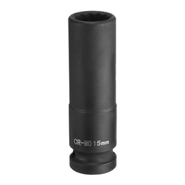 sourcing map 12-Point Deep Impact Socket 1/2 Inch Drive 15mm Metric Chrome Molybdenum Alloy Steel Spindle Axle Nut Impact Socket