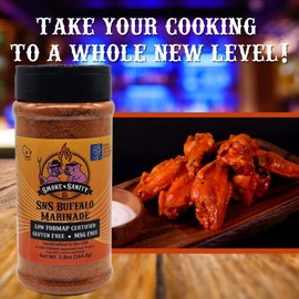 Smoke n Sanity SnS Buffalo Marinade - Monash Certified Low FODMAP - Gluten Free - Certified Kosher - Dairy Free - Low FODMAP Food - Vegetarian (5.8 oz Shaker)