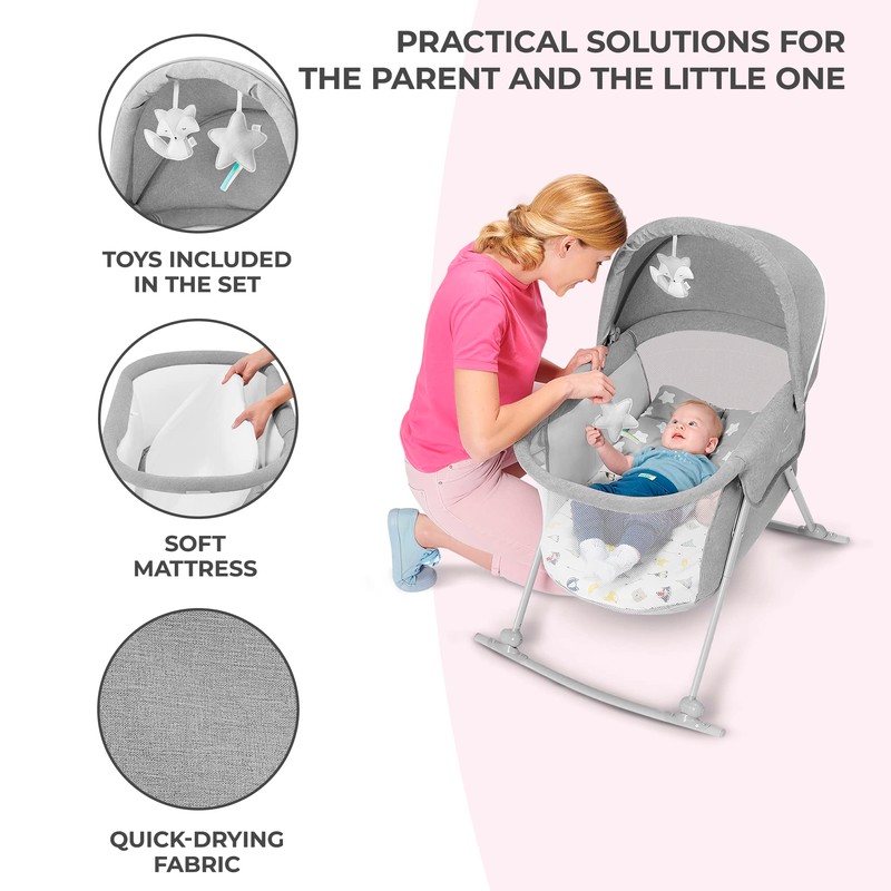 Kinderkraft LOVI Travel Bassinet for Baby, Portable Folding Baby Bed