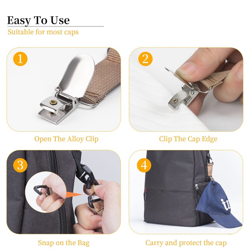4Pcs Elastic Hat Clip for Travel, Hat Holder Hands Free