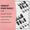 SINHOT Square Press on Nails Long - Black French Tip