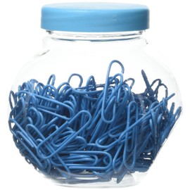 eBuyGB 27 mm 200 Coloured Plastic Coated Metal Paper Clip in Candy Box, Blue