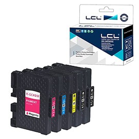 LCL Compatible Ink Cartridge Pigment Replacement for Ricoh GC-41 GC41 GC41K GC41C GC41M GC41Y 2100 2100N 2010L Aficio SG 3100SNW, Aficio SG K3100DN, Aficio SG 3110 (2Black Cyan Magenta Yellow 5-Pack)