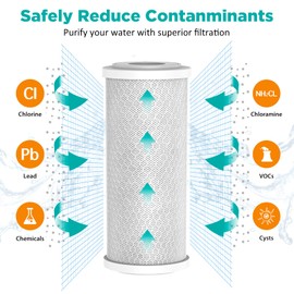 SimPure 4.5" x 10" Carbon Whole House Water Filter 5 Micron Coconut Shell Charcoal Replacement Cartridges for System Housing DB10P, DB10C, FC15B, GE GXWH40L, GXWH35F, BB-10B, FXHTC, WGB21B, 3-Pack