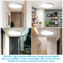 OPPEARL LED Ceiling Light with Radar Motion Sensor, 24 W 2400 LM LED Lamp with Motion Sensor Indoor Round, 4000 K LED Ceiling Light, Motion Sensor as Hallway Lamp, Balcony/Garage/Storage Room Lamp,