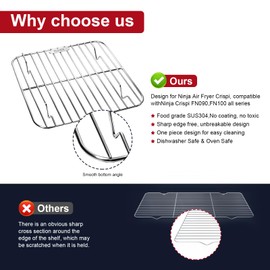 Buwesru 2Pcs Stainless Steel Crisper Rack Replacement for Ninja FN101 Crispi 4QT & 6CUP Air Fryer - Dishwasher Safe Grill Pan & Air Fryer Accessories for Even Heating, Roasting & Dehydrating