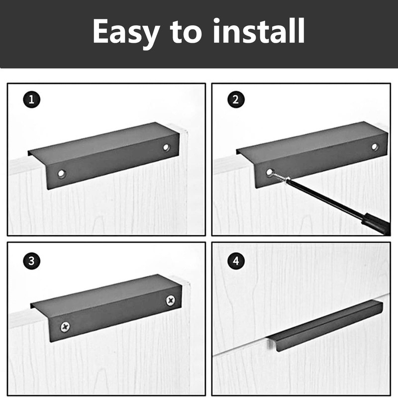 MOROBOR Matte Black Finger Edge Pull, 8pcs Concealed Modern Style