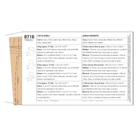 Simplicity 8716 Animals Stuffed Bear, Cat, and Dog Sewing Patterns by Elaine Heigl Designs, One Size Only